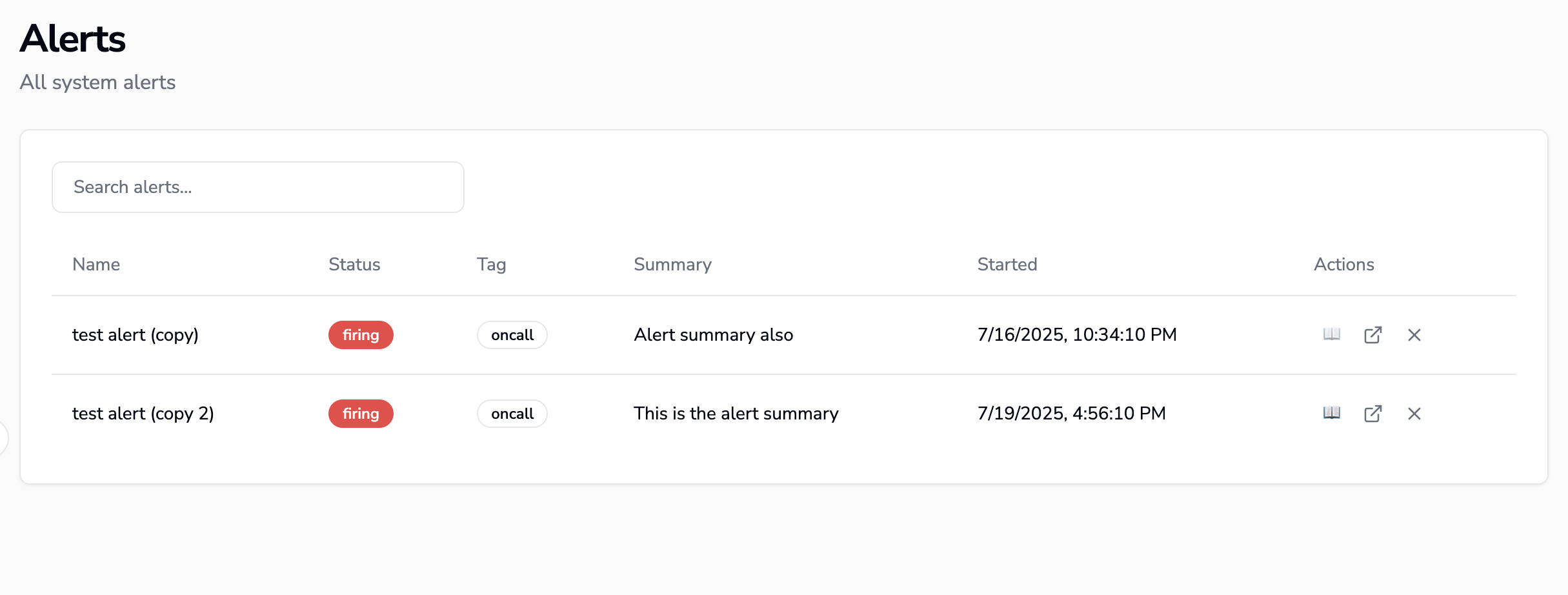 OpsiMate Alerts Page