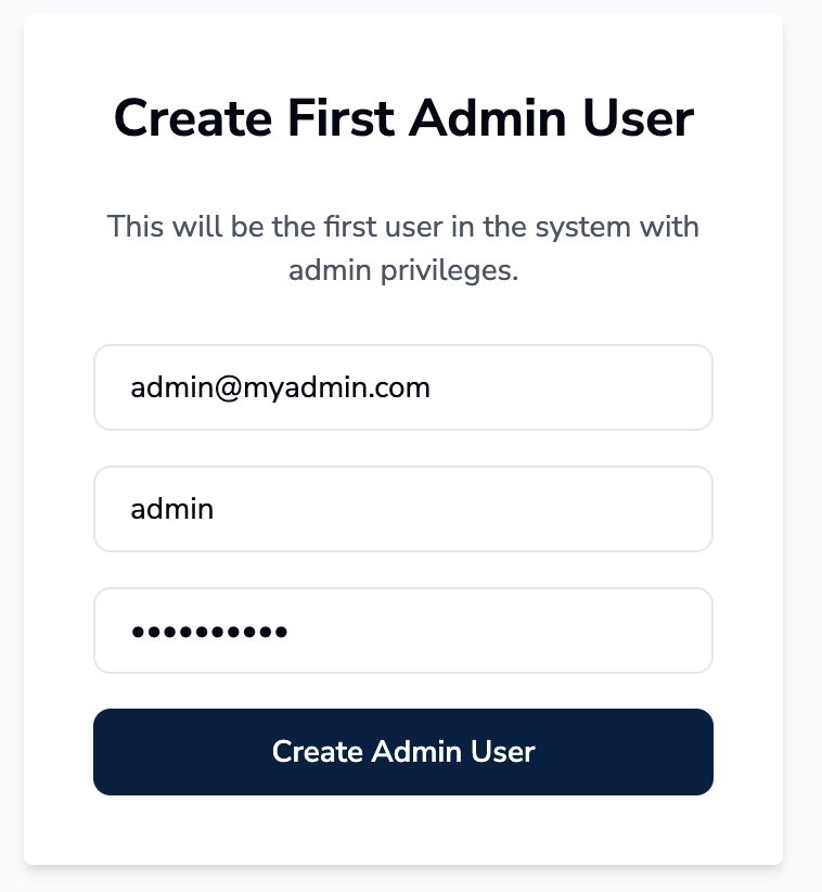First Login Screen