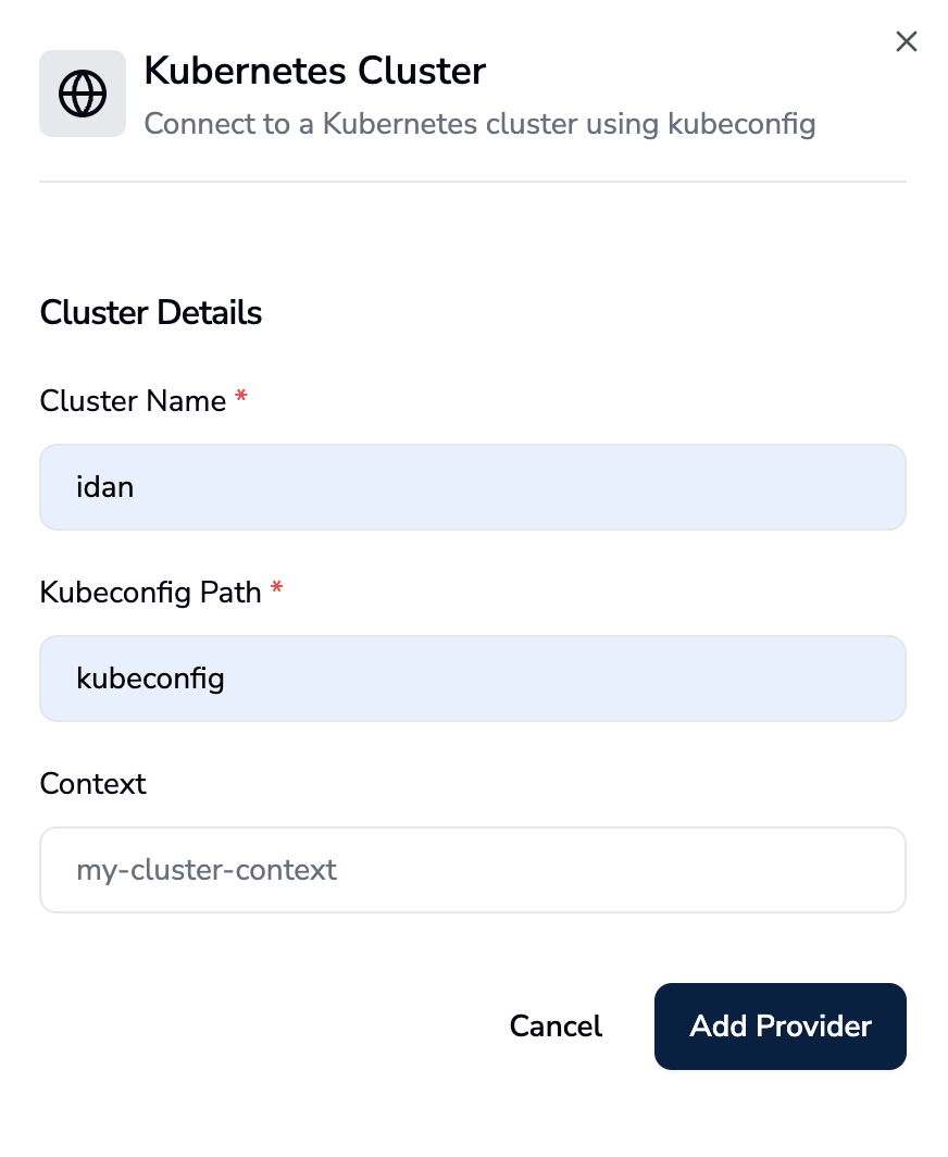 Adding Kubernetes Provider