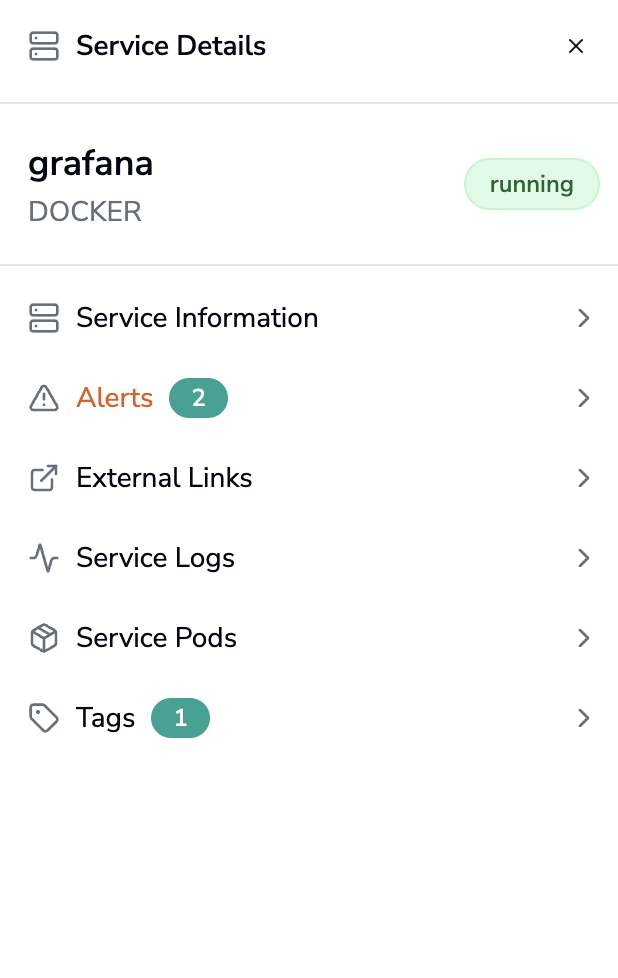 Service Menu Sidebar
